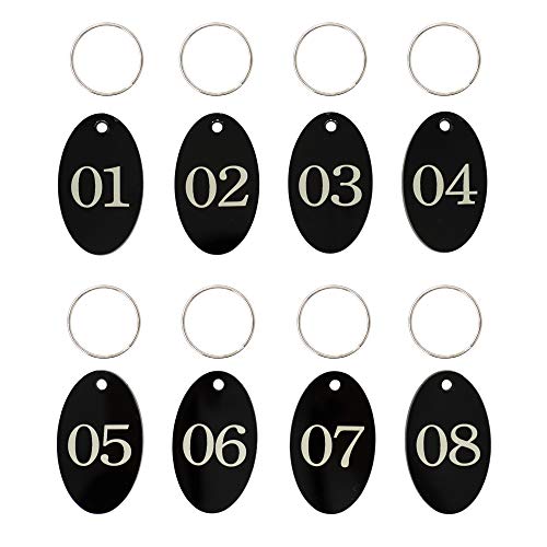 Ovale nummerierte Etiketten aus Acryl mit Schlüsselring für die Organisation (schwarz, 01–25) von StayMax