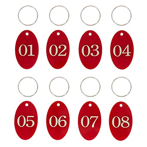 Ovale nummerierte Acryl-Etiketten mit Schlüsselanhänger zum Organisieren (Rot, 01–25) von StayMax
