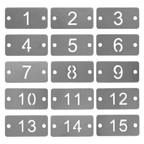 Rechteckige Nummernschilder aus Metall, ausgehöhlt, nummeriert, Edelstahl, mit zwei Löchern (1–10) von StayMax