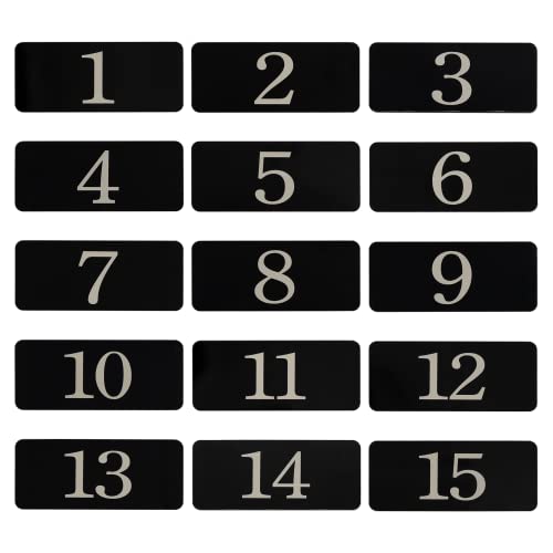 Rechteckiger Aufkleber aus Kunststoff, nummeriert, für Raumnummern, Tischnummern (1-10, schwarz) von StayMax