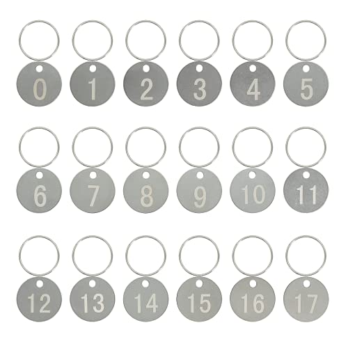 StayMax 304 Edelstahl Nummernschilder Schlüsselanhänger ID Tags weiße Zahlen (1-20) von StayMax