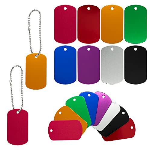 StayMax Aluminium-Erkennungsmarken, blanko, Stanzrohlinge, Metallmarken, Gravur, Rohlinge mit kurzer Kugelkette, 24 Stück (zufällige Farbe) von StayMax