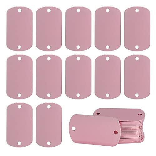 StayMax Eloxierte Aluminium-Gravur-Rohlinge, Etiketten, Stanzen, blanko, Hundemarken mit 2 Löchern, 25 Stück (Rosa) von StayMax