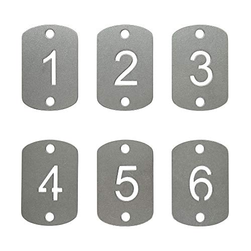 StayMax Rechteckig ausgehöhlte Edelstahl-Nummernschilder mit zwei Löchern (1–25) von StayMax