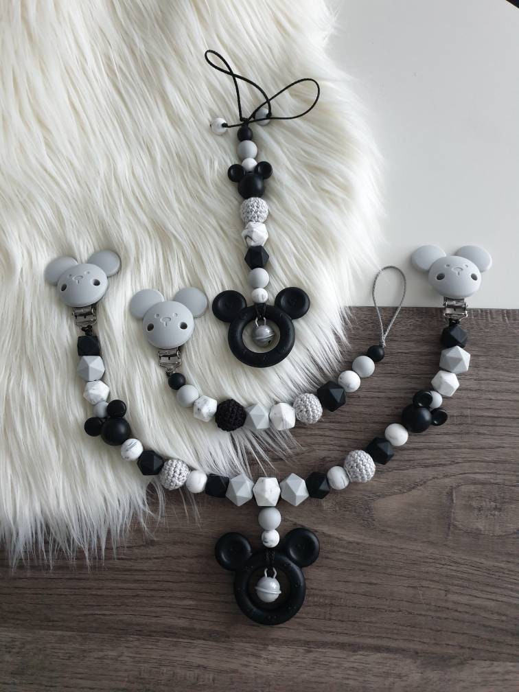 Mickeymaus 3Tlg Set Schwarz Grau Marble Bestehend Aus Kinderwagenkette, Schnullerkette Und Maxicosyanhänger , Mädchen, Junge Mickeymaus 3Tlg Set Schwarz Grau Marble Bestehend Aus Kinderwagenkette, Schnullerkette Und Maxicosyanhänger , Mädchen, Junge von StaysisShnullerkette