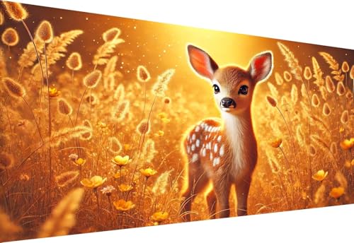 Diamond Painting Malen nach Zahlen für Erwachsene Home Dekoration Geschenk Diamant Malerei Kits Crystal Strass Stickerei 5D DIY Full Drill Set Rehkitz im Goldfeld,Runde Bohrer,60X30cm Diamond Painting Malen nach Zahlen für Erwachsene Home Dekoration Geschenk Diamant Malerei Kits Crystal Strass Stickerei 5D DIY Full Drill Set Rehkitz im Goldfeld,Runde Bohrer,60X30cm von Stceaol