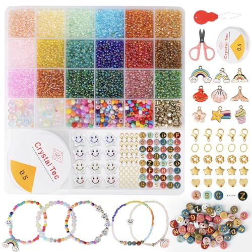 Stealth stone 5500 Seed Beads Kit, 24 Colors Small Pony Beads Assorted Kit Opaque Colors Seed Beads with Scissors Lobster Clasps String Cord for DIY Jewellery Making Necklace Bracelet Making Kit von Stealth stone