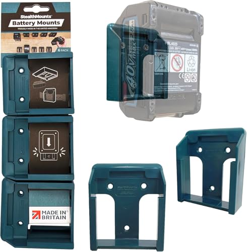 StealthMounts Makita Batteriehalter 40 V XGT | schnurlose Makita 40 V Batteriehalterungen | 6 Stück | Makita XGT Batterie-Organizer (blau) von StealthMounts