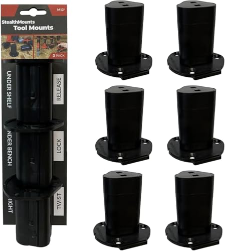 StealthMounts Werkzeughalter kompatibel mit Milwaukee M12 (6er-Pack) – Schwarz | StealthMounts Verriegelung Werkzeughalterungen | Hergestellt in Großbritannien von StealthMounts