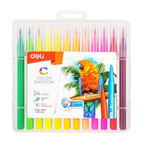 deli Filzstifte Set für Kinder & Erwachsene – 24 Farben, Waschbare Tinte, Dicke & Dünne Spitzen, Malstifte für Schule & Hobby, Ideale Stifte zum Zeichnen & Malen deli Filzstifte Set für Kinder & Erwachsene – 24 Farben, Waschbare Tinte, Dicke & Dünne Spitzen, Malstifte für Schule & Hobby, Ideale Stifte zum Zeichnen & Malen von deli