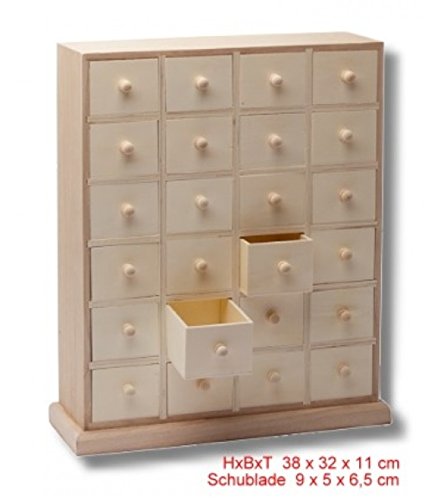 Stefan Hegelein WEIHNACHTSKALENDER Holz 24 Schubladen 38x32x11cm von Stefan Hegelein