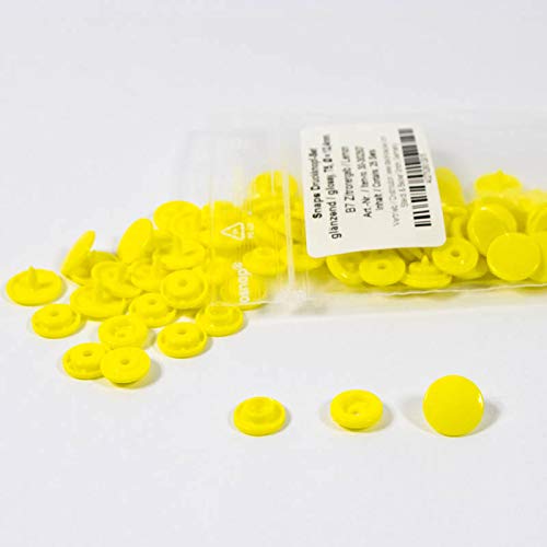 Steidl & Becker 30-410007 Snaps Druckknopf-Set, glänzend, Gr. T8, Durchmesser 14 mm, 100-er Pack, B7 zitronengelb von Steidl & Becker
