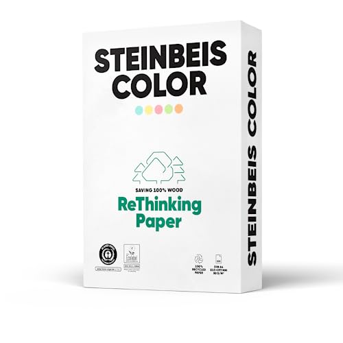 Steinbeis Color ReThinkingPaper Kopier-Papier – DIN A4 Recycling-Papier 80 g/m², Drucker-Papier ISO 20494, Blue, 5 x 500 Blatt von Steinbeis