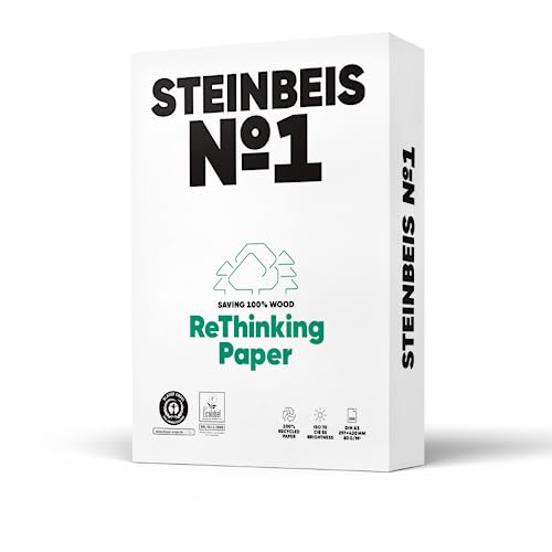 Steinbeis No. 1 Druckerpapier– DIN A3 Recycling-Papier 80 g/m², Weiß & Chlorfrei, 2500 (5 x 500) Blatt hochwertiges Kopierpapier ISO 70 / CIE 55 von Steinbeis