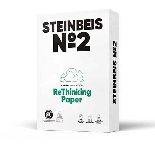 Steinbeis No. 2 Druckerpapier – DIN A3 Recycling-Papier 80 g/m², Weiß & Chlorfrei, 2500 (5 x 500) Blatt hochwertiges Kopierpapier ISO 80 / CIE 85 von Steinbeis