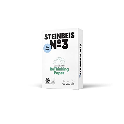 STEINBEIS Nr. 3 Purewhite, Reprographisches Papier, 100% recycelt, natürlicher Farbton, 80 g, A3, blauer Engel, 500 Blatt von Steinbeis