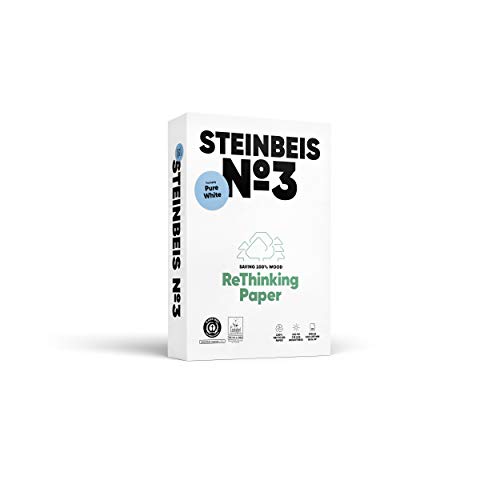 Steinbeis Nr. 3 Purewite, Reprografisches Papier, 100% recycelt, natürliche Farbe, 80 g, A4, blauer Engel mit 500 Blatt von Steinbeis