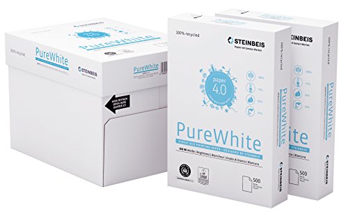 Steinbeis PureWhite DIN A3-5 x 500 Blatt - weiß - Multifunktionspapier - 80 g/m², C1601555080B, weiß von Steinbeis