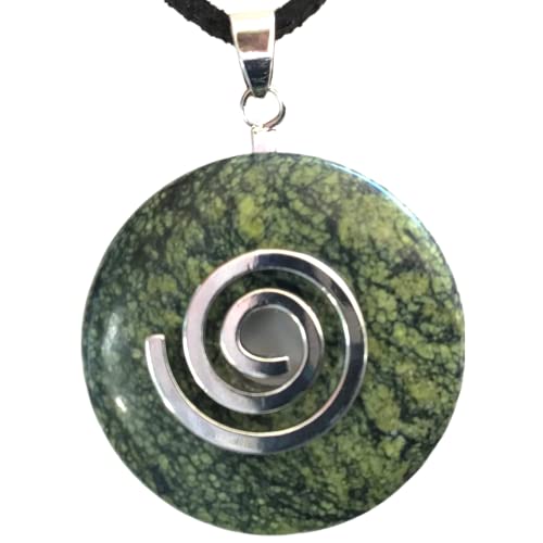 Steinfixx® - Premium Kette | Mamba-Stone Edelstein Donut mit Silberanhänger und 80cm Lederband | mit Geschenkverpackung Heilstein | Edelstein | Chakra-Stein | Geschenk von Steinfixx