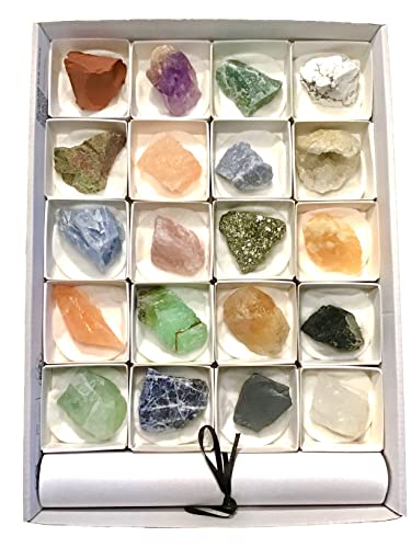 Steinfixx - Premium Mineralien Sammlung | 20 Rohsteine | Heilsteine | Edelsteine | Schmucksteine | je 25-50 mm | mit Beschreibung (Set1 Stück) von Steinfixx
