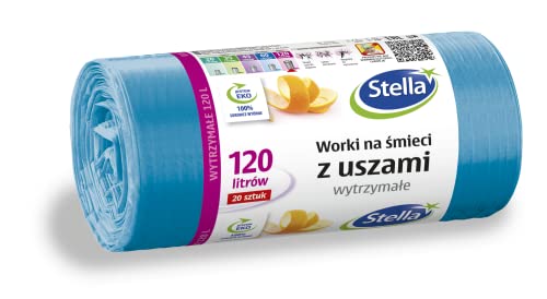STELLA 009732 Müllbeutel mit Henkeln 120 l Farbe: Blau | 20 Stück | Müllsack Mülltüte Abfallsäcke für Den Hausmüll Büro aus HDLD-Folie Hergestellt STELLA 009732 Müllbeutel mit Henkeln 120 l Farbe: Blau | 20 Stück | Müllsack Mülltüte Abfallsäcke für Den Hausmüll Büro aus HDLD-Folie Hergestellt von Stella pack