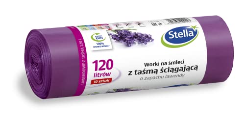 STELLA 009923 Müllbeutel mit Zugband 120 L | 10 Stück | Lavendelduft | Müllsack Mülltüte Abfallsäcke für Den Hausmüll Büro aus LDPE-Folie Hergestellt/aus Regranulat Farbe: Lavendel/Violette von Stella McCartney