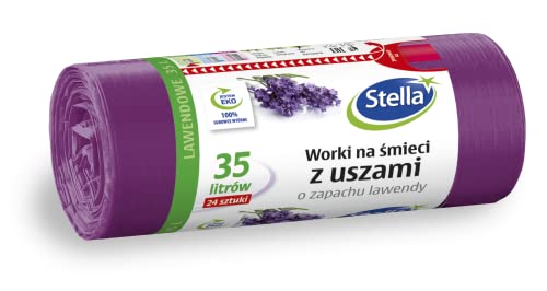 STELLA 023561 Müllbeutel mit Henkeln 35 l Stark | 24 Stück | Lavendelduft | Müllsack Mülltüte Abfallsäcke für Den Hausmüll Büro aus LDPE-Folie Hergestellt Farbe: Lavendel/Violette von STELLA