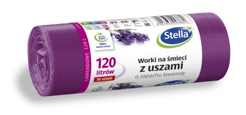 STELLA 023882 Müllbeutel mit Henkeln 120 l Stark | 10 Stück | Lavendelduft | Müllsack Mülltüte Abfallsäcke für Den Hausmüll Büro aus LDPE-Folie Hergestellt Farbe: Lavendel/Violette von Stella McCartney