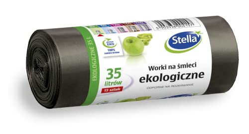 Stella 004157 Müllbeutel Eko 35 L | 15 Stück | Müllsack Mülltüte Abfallsäcke für Den Hausmüll Büro aus dicker LDPE-Regranulatfolie Farbe: Schwarz von Stella McCartney