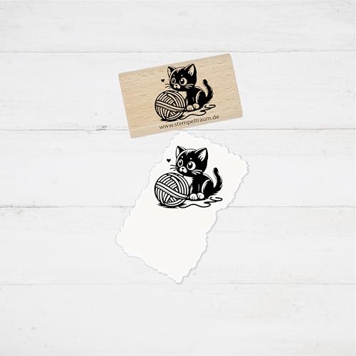 Motivstempel - süsses Kätzchen mit Wollknäuel ouette Motivstempel - süsses Kätzchen mit Wollknäuel ouette von Stempeltraum