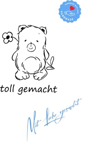 Stempel Lehrerstempel - Schule - toll gemacht - Bärchen mit Blume von Stempeltraum