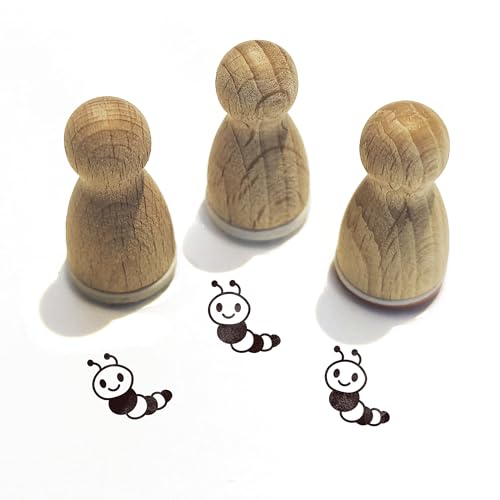Stemplino® Ministempel® Motiv: Romi Raupe F076-12mm Durchmesser - Holzstempel - Serie 10 - Tiere Kinder Schule Kindergarten Stempel Bullet Journal Tierstempel Klassenstempel mit Raupe von Stemplino