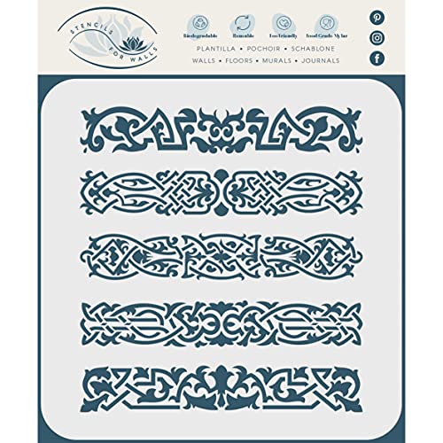 Keltische Clip Schablone 15 x 16,5 cm (S) - Irische Kelten Wikinger Haarspange Knotwork Design Gewebt Ethno Geflochten Schutz Knoten Schablonen für Malerei Vorlage von Stencil Company