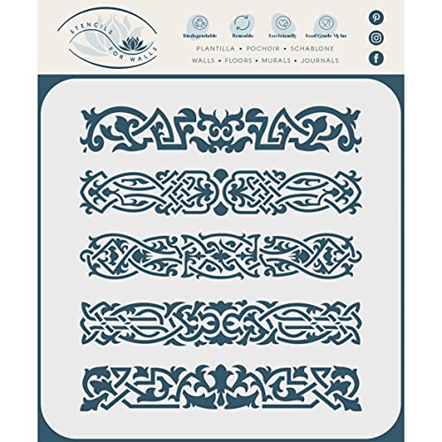 Keltische Clip Schablone 15 x 16,5 cm (S) - Irische Kelten Wikinger Haarspange Knotwork Design Gewebt Ethno Geflochten Schutz Knoten Schablonen für Malerei Vorlage von Stencil Company