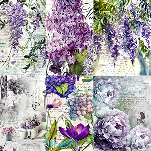 Maulbeer-Reispapier, 20,5 x 26,5 cm, 6 x verschiedene bedruckte Maulbeerpapier-Bilder, 30 g/m², sichtbare Fasern für Decoupage-Bastelarbeiten, gemischte Medien, Collagen-Kunst, Fliederfarben Maulbeer-Reispapier, 20,5 x 26,5 cm, 6 x verschiedene bedruckte Maulbeerpapier-Bilder, 30 g/m², sichtbare Fasern für Decoupage-Bastelarbeiten, gemischte Medien, Collagen-Kunst, Fliederfarben von Stencil Company