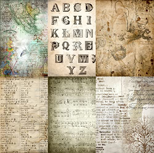 Maulbeer-Reispapier, antiker Hintergrund, 20,5 x 26,5 cm, 6 x verschiedene bedruckte Maulbeerpapierbilder, 30 g/m², sichtbare Fasern für Decoupage-Bastelarbeiten, gemischte Medien, Collagen-Kunst Maulbeer-Reispapier, antiker Hintergrund, 20,5 x 26,5 cm, 6 x verschiedene bedruckte Maulbeerpapierbilder, 30 g/m², sichtbare Fasern für Decoupage-Bastelarbeiten, gemischte Medien, Collagen-Kunst von Stencil Company
