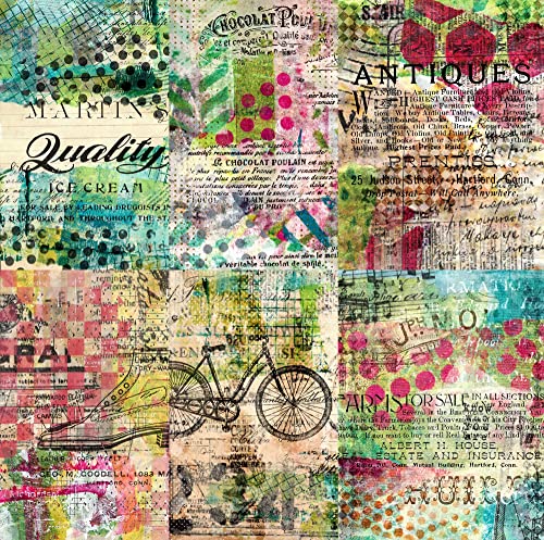 Mixed Media Reispapier, 20,32 x 26,67 cm – 6 x verschiedene bedruckte Maulbeer-Papierbilder, 30 g/m², sichtbare Fasern für Decoupage-Bastelarbeiten, gemischte Medien, Collage-Kunst von Stencil Company