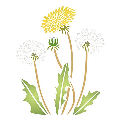 Pusteblume Schablone, 16,51 x 21,59 cm (S) - Stencil Company Original Dandilion Puff Wandschablone mit Blume von Stencil Company