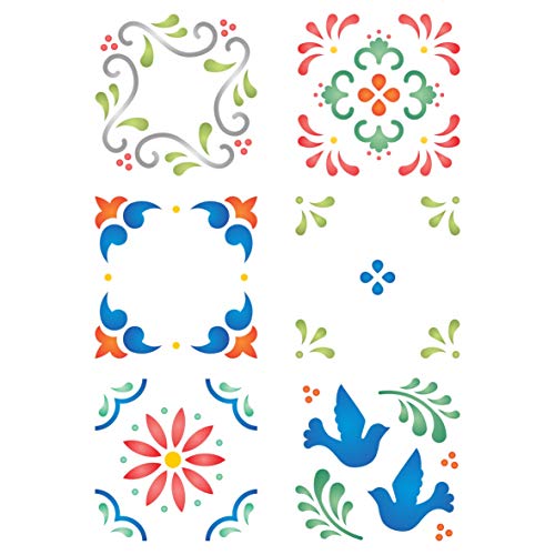 Schablone für mexikanische Fliesen, 11,43 x 16,51 cm – Stencil Company Original-Fliesenschablone zum Hinzufügen von Textur, Design und Akzenten auf gemischten Media-Hintergründen Schablone für mexikanische Fliesen, 11,43 x 16,51 cm – Stencil Company Original-Fliesenschablone zum Hinzufügen von Textur, Design und Akzenten auf gemischten Media-Hintergründen von Stencil Company
