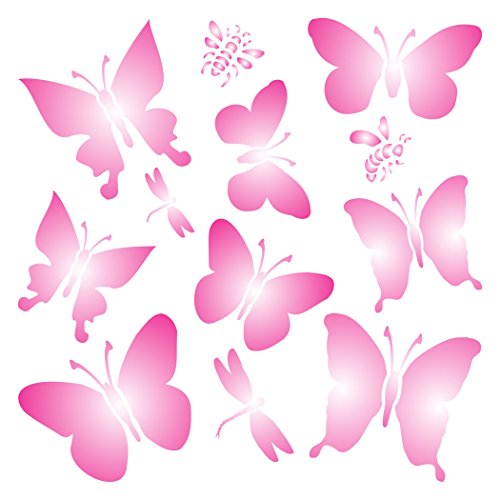 Schablone mit Schmetterlingen, 11,5 x 11,5 cm (S) – wiederverwendbare Libellen, Schmetterlinge, Bienen, Wandschablone von Stencil Company