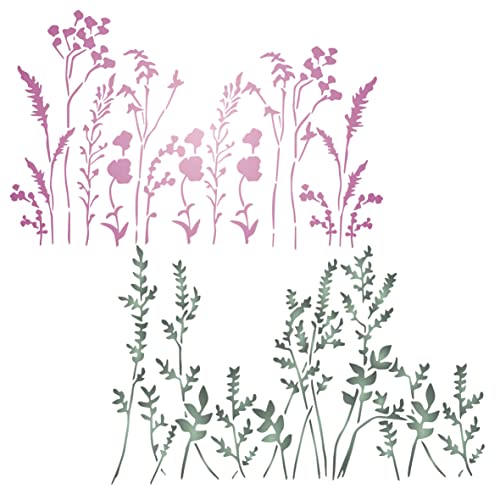 Stencil Company 2 x Gräser-Schablone, wiederverwendbare Wandschablone zum Malen von Craft Kreatively