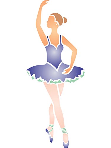 Stencil Company Ballerina Schablone – 11,5 x 30,5 cm – wiederverwendbar Mädchen Ballett Tänzerin Wand Schablone – Vorlage für Papier Projekte Scrapbook Tagebuch Wände Böden Stoff Möbel Glas Holz etc. von Stencil Company