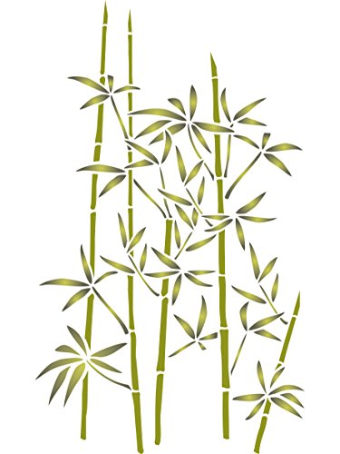 Stencil Company - Bambus-Schablone – 25,5 x 40,5 cm (L) – Wiederverwendbare große immergrüne Gartenlaub-Wand-Schablone von Stencil Company