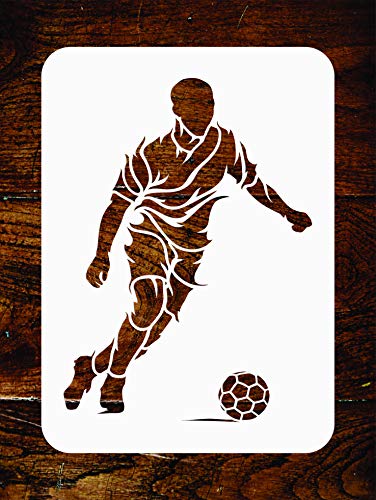 Stencil Company - Fußball-Schablone - 11,5 x 15 cm - Wiederverwendbare Fußballspieler-Sport-Wand-Schablone - Verwendung für Papierprojekte, Scrapbook, Tagebuch, Wände, Böden, Stoff, Möbel, Glas, Holz Stencil Company - Fußball-Schablone - 11,5 x 15 cm - Wiederverwendbare Fußballspieler-Sport-Wand-Schablone - Verwendung für Papierprojekte, Scrapbook, Tagebuch, Wände, Böden, Stoff, Möbel, Glas, Holz von Stencil Company