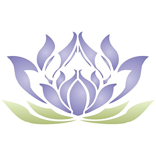 Stencil Company Lotusblumen-Schablone – 12,5 x 7,5 cm (XXS) – Wiederverwendbare große asiatische orientalische Wandschablone von Stencil Company