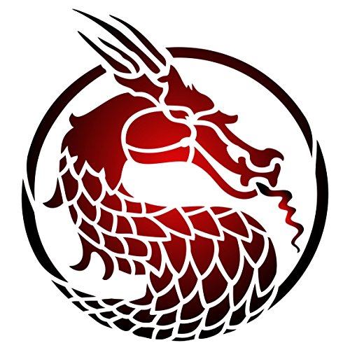 Stencil Company Schablone Drachenkopf – 11,5 x 12,5 cm (S) – wiederverwendbar asiatisch orientalisch chinesisch japanisch Wandschablone von Stencil Company
