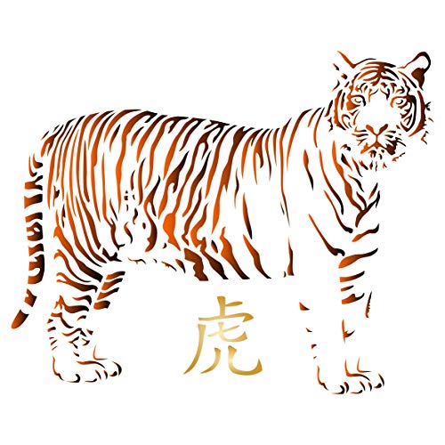 Tiger-Schablone, wiederverwendbare Schablonen für afrikanische große Katze, Wildtiere, Malschablone L von Stencil Company