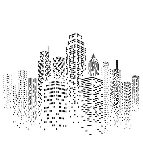 Wolkenkratzer-Schablone – wiederverwendbare Schablone/Vorlage, Motiv: Skyline, Stadt, Gebäude, Wand Größe S Schwarz von Stencil Company