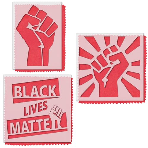 Stencil Stop BLM Faust-Schablonen-Set – Black Lives Matter-Schablonen für Protest-Schilder, End-Rassial-Ungerechtigkeit – 14 mm Mylar-Kunststoff [Set mit 3 Schablonen] von Stencil Stop