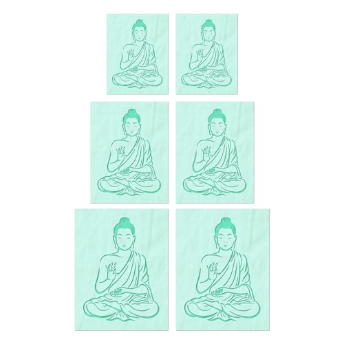 Stencil Stop Buddha-Statuen-Schablone, wiederverwendbar für DIY-Projekte, Malen, Zeichnen, Basteln, 14 mm Mylar-Kunststoff (5,1 cm, 7,6 cm und 10,2 cm, je 2 Stück) von Stencil Stop